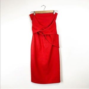 DO + BE red strapless twist front cocktail dress